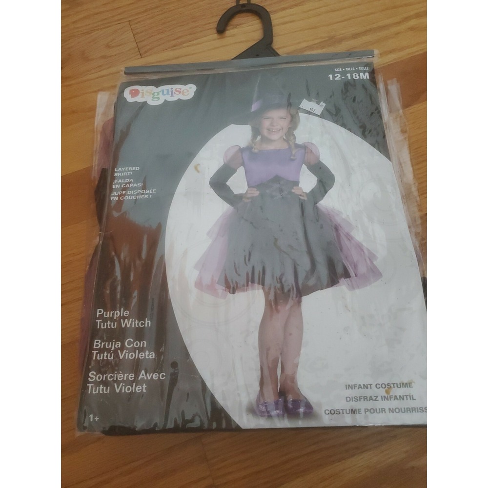 Disguise Purple Tutu Witch Infant Costume 12-18 Months Dress & Hat 839851 NEW